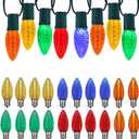 25 Pack C9 LED Christmas Bulbs,for Indoor Outdoor String Lights,E17 Base,Multicolor Faceted