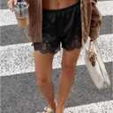 Women Satin Silk Lace Shorts, Elastic Waist Y2K Pajama Shorts Silky French Knickers Half Slip Mini Pjs Bottom (Small, Black)