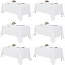 Fitable White Rectangle Tablecloths for 6 Foot Tables, 6 Pack - 70 x 108 Inches - Stain Resistant and Washable Table Clothes, Polyester Fabric Table Covers for Wedding, Party, Banquet, Buffect