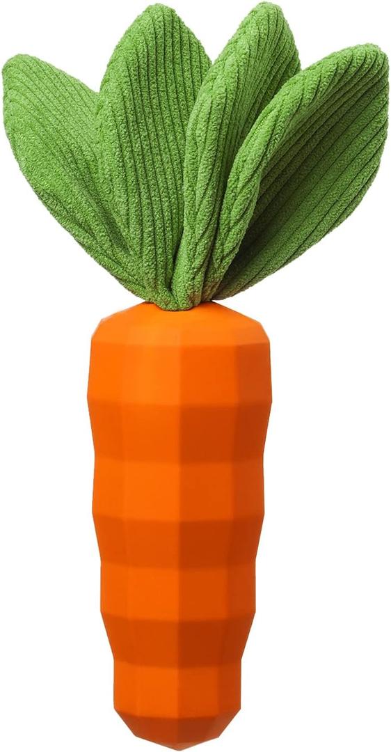 MewaJump Dog Squeaky Chew Toys for Aggressive Chewers, Rubber Carrot Dog Toys for Training and Cleaning, Durable Interactive Tough Dog Toy for Puppy Medium Dogs