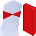 Kinlop 50 Pcs Spandex Chair Sashes Bows Chair Bands Slider Sashes for Covers Elastic Bands Ties Without Buckle Decorations for Wedding Party Events Ceremony Birthday (Red)