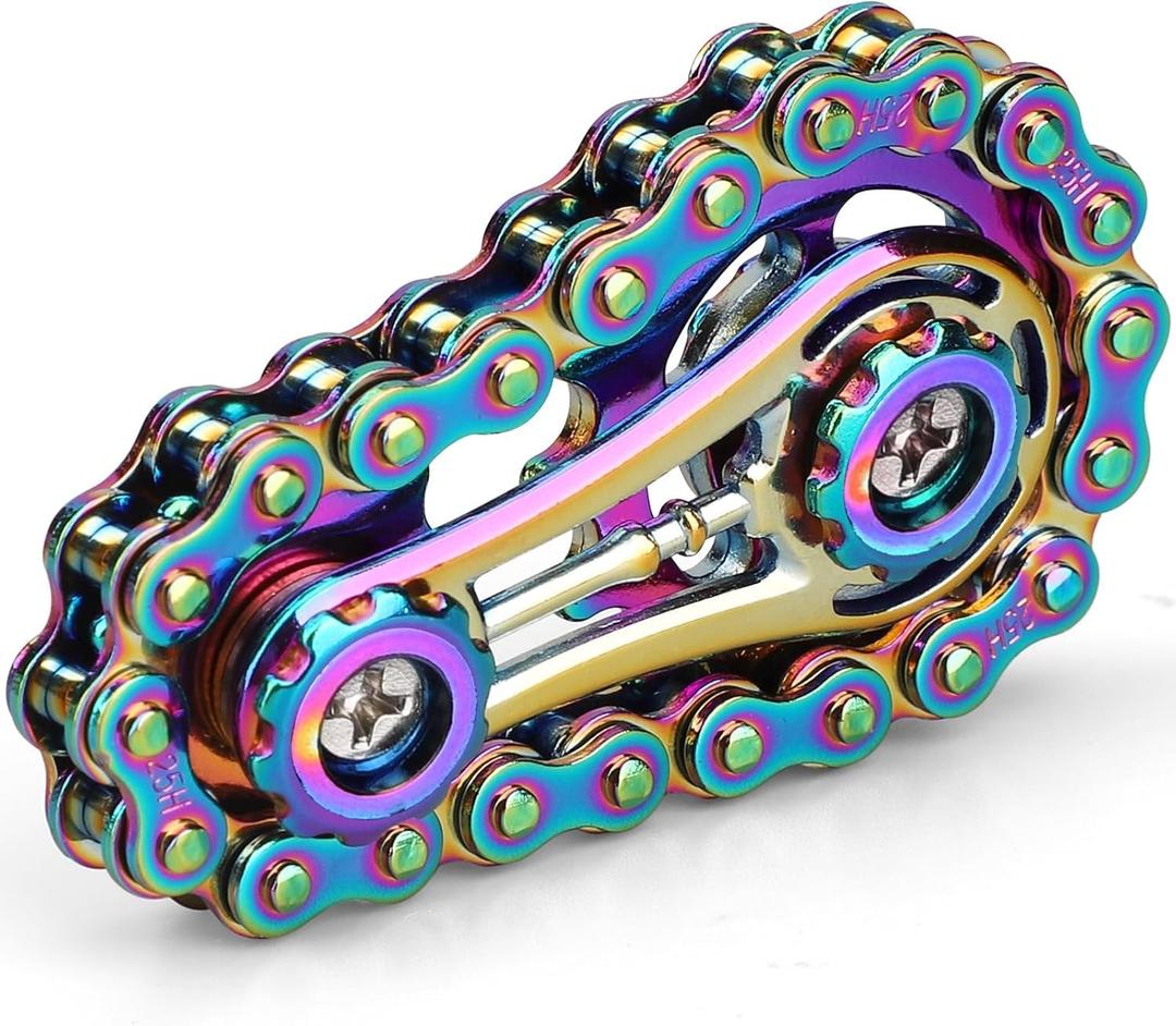 Cool Sprockets Hand Roller Fidget Chain Toys, Metal Fidget Spinner, Sensory Bike Chain Gears, EDC Novelty Anti Anxiety Hand Finger Spinner Kinetic Desk Office Birthday Gift for Boys Men Boyfriend (Multicolored)