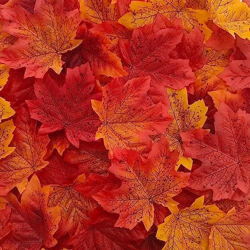 4.73''Artificial Fall Leaves for Decoration,1.6 LB Assorted Fall Blade Odorless,1400 Pcs Fake Autumn Thanksgiving Leaves Decor for Wedding(Late Autumn)