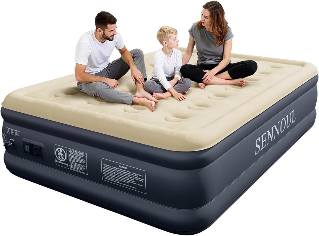 SENNOUL Air Mattress Full with Built in Pump,Upgraded Blow Up Bed Full Size,2 Mins Quick Self Inflatable/Deflation,18"/650lbs Max, Strong Support,No Leakage,No Odor,for Home,Guests,Camping,Travel