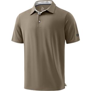 Obla Mens Golf Shirt Short Sleeve Dry Fit Collared Polo Shirts | Moisture Wicking, Performance, lightweight, Athletic, Casual, Work Shirts (Brown, M)