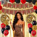 2 x Cheetah Print Birthday Decorations Leopard Foil Round Balloons Happy Birthday Banner with Red and Black Cheetah Cherry Print Balloons for Women Birthdays Bachelorette Party Decor Supplies