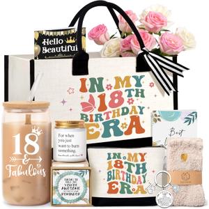 18th Birthday Gifts for Girls, Unique 18th Birthday Gift Ideas for 18 Year Old Girl, Cool 18 & Fabulous Gift Basket for Daughter Niece Granddaughter Bestie Friends, Teen Girls Women Birthday Presents