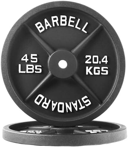 Fitvids 1 Inch Standard Barbell Weight Plates, 2.5 LB to 45 LB Plates for Home Gym Strength Training, Deep Grip Edge