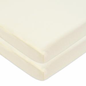 American Baby Company 2 Pack 100% Natural Cotton Fitted Pack and Play Sheets 39" x 27" - Soft & Breathable Pack N Play Sheets for Playard & Mini Crib Mattress, Cream, for Boys & Girls