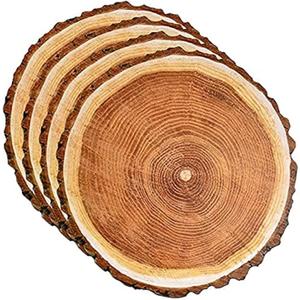 Gift Boutique Disposable Wooden Slice Paper Place Mats 50 Pack 13.5" Round Rustic Brown Wood Slices Charger Place Mat for Farmhouse Tan Table Setting Summer Spring Fall Wedding Dinner Party Decor
