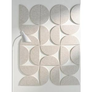 VIVELDA Large Bulletin Board Kit 48x36- Minimalist Wall Art to Replace Your Old Cork Boards for Walls for Office Decor - 24-Pack Semi-Circle Felt Wall Tiles for Home Office Décor (Limestone)