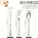 Minatee 201 Pcs Thin Silverware Set Stainless Steel Flatware Sets Service for 67 Silver Cutlery Set Serving Utensils Sits Includes Knife Fork Spoon for Kitchen Dinner Table