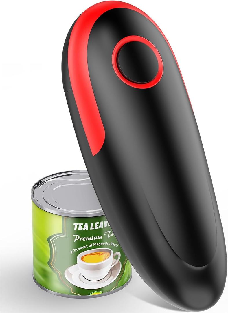 Electric Can Opener, One-Touch Automatic Can Opener Fits All Can Sizes, Hands-Free&Smooth Edge Battery operated Can Opener with Magnetic Cover Catch for Kitchen & Seniors Arthritis (Black)