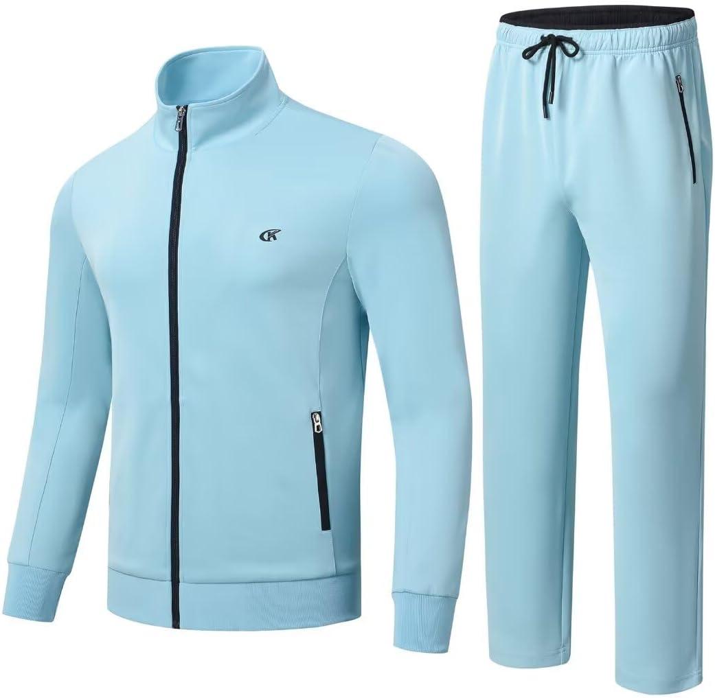 yuyangdpb Men's Tracksuits 2 Piece Outfits Full Zip Sports Sweatsuit Jogging Suits (Blue, XXL)