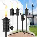 6 Pack Garden Torch with Tripod Footprint, 55 Inch Outdoor Metal Torch Garden Dcor, Upgraded Home Citronella Torches, Metal Light Torches for Any Yard, Pathway, Backyard