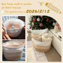 Artfeel 40L Large Cotton Rope Basket, Decorative Woven Blanket Storage for Living Room, Boho Toy Storage & Toy Box for Kids, Versatile Laundry Basket & Nursery Hamper for Blankets(Brown/Yellow)