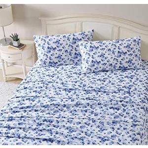 Laura Ashley Home - King Sheets, Cotton Flannel Bedding Set, Brushed for Extra Softness & Comfort (Paisley Prance, King)