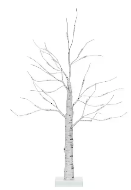 2 ft. Pre-Lit White Twig Birch Tree Battery Powered for Christmas Holiday