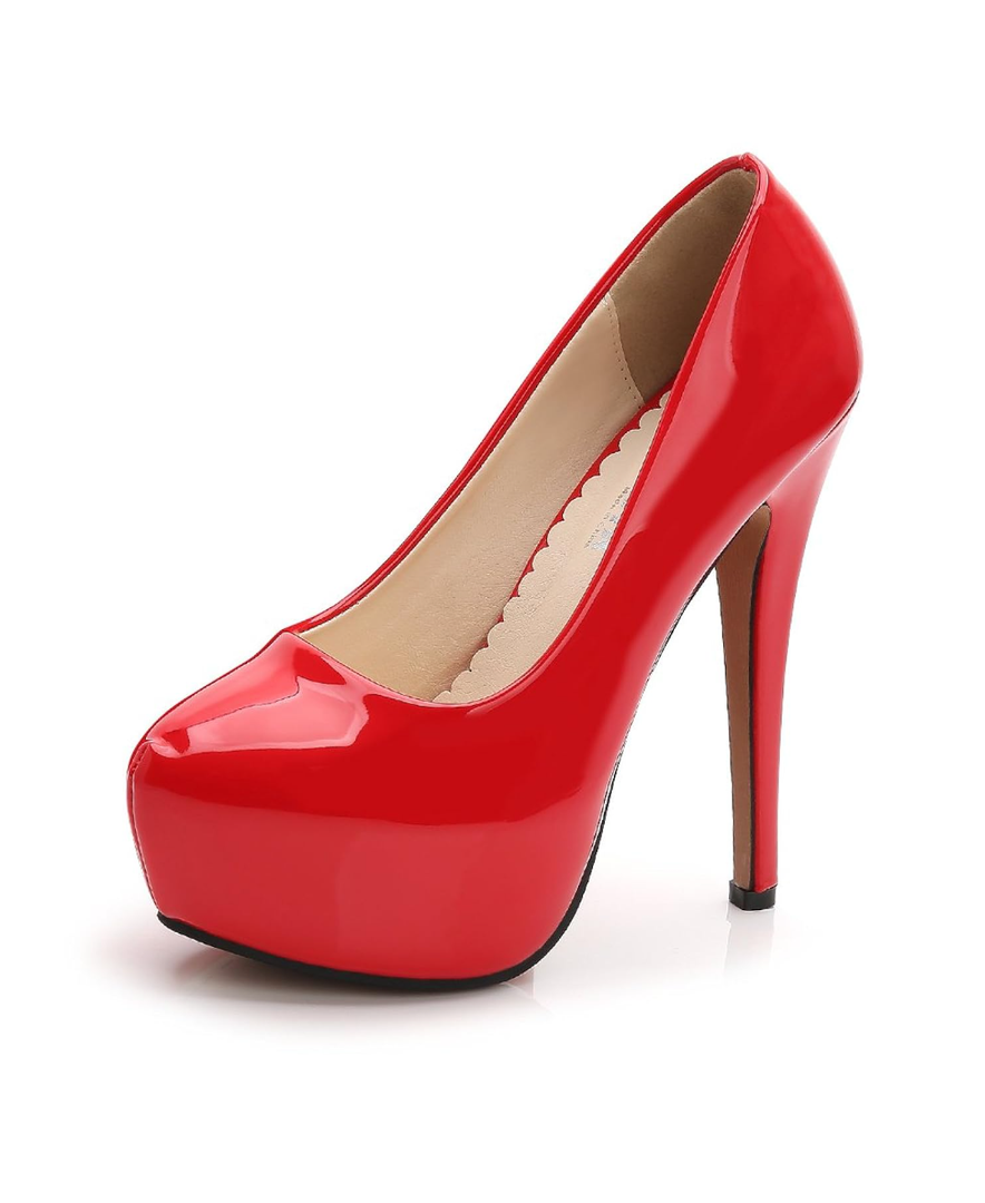 OCHENTA Women's Platform Slip On High Heels Dress Pumps, Size 245(1.5)