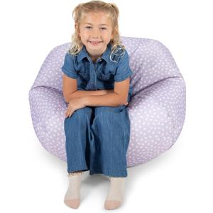 Big Joe Classic Bean Bag Chair for Kids Bedroom and Reading Nook, Easy-Clean Petal Pip Lilac, Durable Nylon Polyester Blend, 2 feet Refillable (Single)