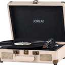 Portable Bluetooth Record Player with USB Playback Rechargeable Battery and Built in Speakers 3 Speed Turntable in Retro Suitcase Design for Home Bedroom or Outdoor Use