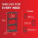 IRIS USA 4-Shelf Light Duty Plastic Storage Shelves, 200lb Capacity, 48" H x 24" W x 12" D, Medium Modular Shelving Unit Storage Organizer for Bathroom, Laundry, Garage & Home, Storage Rack - Black