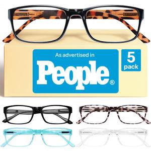 Gaoye Reading Glasses Men/Women, Eyeglasses, Blue Light Readers for Men/Women, Computer Eye Glasses, Cheaters (A1-5 Pack Mix Color), +2.5