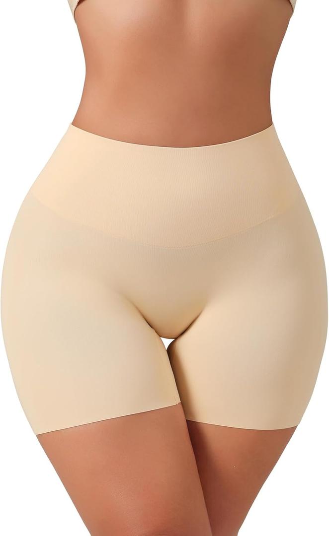 Tummy Control Shapewear Shorts for Women Under Dress Womens Compression Shorts Under Dress Shapewear (Beige, S)