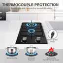Gas Stove 2 Burner Propane Cooktop 12 inch, Nafewin Tempered Glass Portable Gas Cooktop Stove Burner with Thermocouple Protection, Lpg/Ng Dual Fuel Built-in Hob for Apartments, Outdoor, Rvs, 12 Inch Gas Cooktop-Black