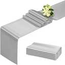 BDDC Silver Table Runner 12x108 Inch - 4 Pack Satin Table Runners, Smooth Table Runner for Party Wedding Banquets Birthday