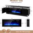 70" TV Stand for Living Room, Modern Entertainment Center & Media Console, Fits TVs up to 80", Storage Cabinet with Shelves, 36" Electric Fireplace with LED Flame (All Black)