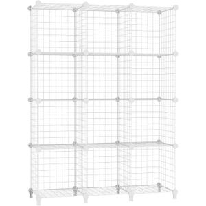 AWTATOS Wire Cube Storage Organizer, Closet Organizers and Storage, Metal 12 Cube Storage Shelves Bookshelf, Portable Closet Clothes Organizer for Bedroom, Home, Office, White (12 Cube(30x30cm))