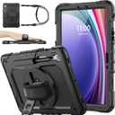 SEYMAC stock Case for Samsung Galaxy Tab S10 Lite / S10 FE / S9 FE 5G / S9 Tablet Case 10.9''/ 11'' Protective with Screen Protector, Pen Holder, 360 Rotate Stand, Hand Strap, Shoulder Strap, Black1