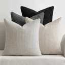 MIULEE Pack of 4 Couch Halloween Throw Pillow Covers 18x18 Inch Neutral Cream/Grey Soft Decorative Chenille Pillow Covers Farmhouse Accent Cushion Covers for Boho Home Decor Sofa Bedroom Living Room