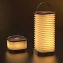 Bedside Table Lamp for Bedroom, Vertical Accordion Lamp with Handle, Warm Nightstand Light with Adjustable Height & Brightness, Study Reading Light for Living Room, College Dorm, Home, Office