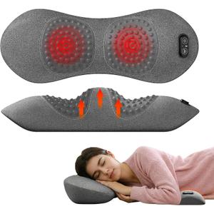3-in-1 Electric Lumbar Support Pillow for Bed and Chair, Triple Fusion Back Massager with Heated, Vibration and Traction for Lower Back Pain Relief and Spine Support