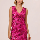 Adrianna Papell Women's Sequin Leaf Sheath Pink Mini Dress, Size 16