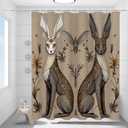 Two Rabbits Folk Art Shower Curtain Nature Illustration Witchy Dark Moody Colours Rustic Farmhouse Curtain Quick-Dry Fabric Shower Curtain for Bathroom Toilet with 12 Hooks 72"x72" (72"W x 72"L (Pack of 1), Vintage Animal Shower Curtain 17)