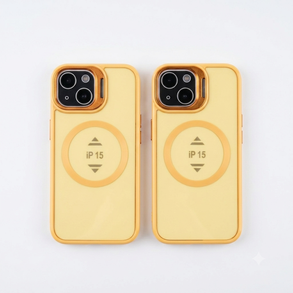 2 x for iPhone 15 Pro Case Compatible with Magsafe, Clear Transparent Camera Kickstand iPhone 15 Pro Case Shockproof Heavy Duty Protective Cover Case for iPhone 15 Pro, Orange