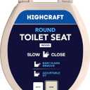 HIGHCRAFT Premium Round Toilet Seat with Slow-Close Design, Adjustable Hinges & Quick Removal Mechanism - Molded Wood Toilet Seat - Fits Standard Round Toilets - Toilet Seat in Bone/Beige