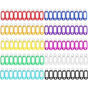 150 Pack Plastic Key Tags with Labels, Colored Key Labels Markers Keychain Label Name Identifiers ID Tags with Split Ring for USB Drive Pets Bags Luggage Suitcase Storage