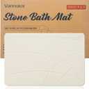 Vannokor Stone Bath Mat, Diatomaceous Earth Shower Mat Non Slip, Stone Bath Mats for Bathroom Quick Dry, Easy to Clean. (23.6"x15.4" Grayish White)