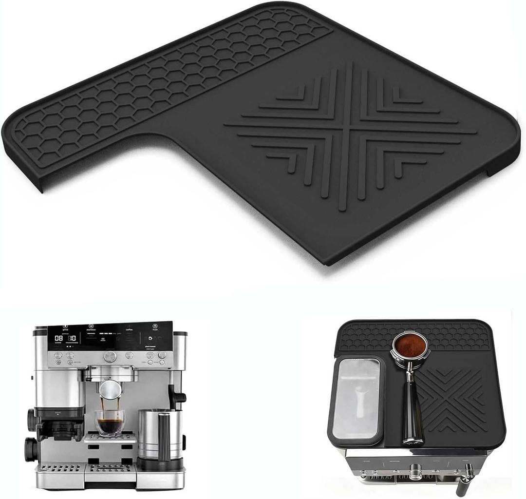 Tamping Mat Compatible with Ninja Luxe Espresso Coffee Machine ES601 & ES701, Espresso Tamper Mat, Food Grade Silicone Non-Slip, Waterproof Heat Resistan (Black)