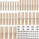 KOOTANS 32PCS Brass Hose Barb Fittings Barb Splicer Mender Hose Fittings Kit 3/16" 1/4" 5/16" 3/8" 1/2" Barbed Air Hose Fittings with 46pcs Pipe Clamps for Water Fuel Air Line Connector Fitting