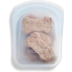 Stasher Premium Silicone Reusable Food Storage Pocket Bag, Clear, Microwave, Sous Vide, Dishwasher, Oven and Freezer Safe, BPA Free, Leak-free, Eco-friendly, 4 Oz