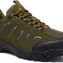 SHULOOK Men's Waterproof Hiking Shoes Lightweight Anti Slip Outdoor Ankle Boots Breathable Hike Trekking Trails Shoe (9.5, Army/Green)