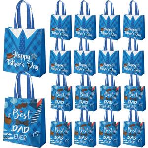 SYUCVQI 20 Pcs Happy Father's Day Gift Bags 10 * 8in Best Dad Ever Non-Woven Gift Bags with Handles for Fathers Day Presents Wrapping Party Supplies for Dad Grandpa Brother