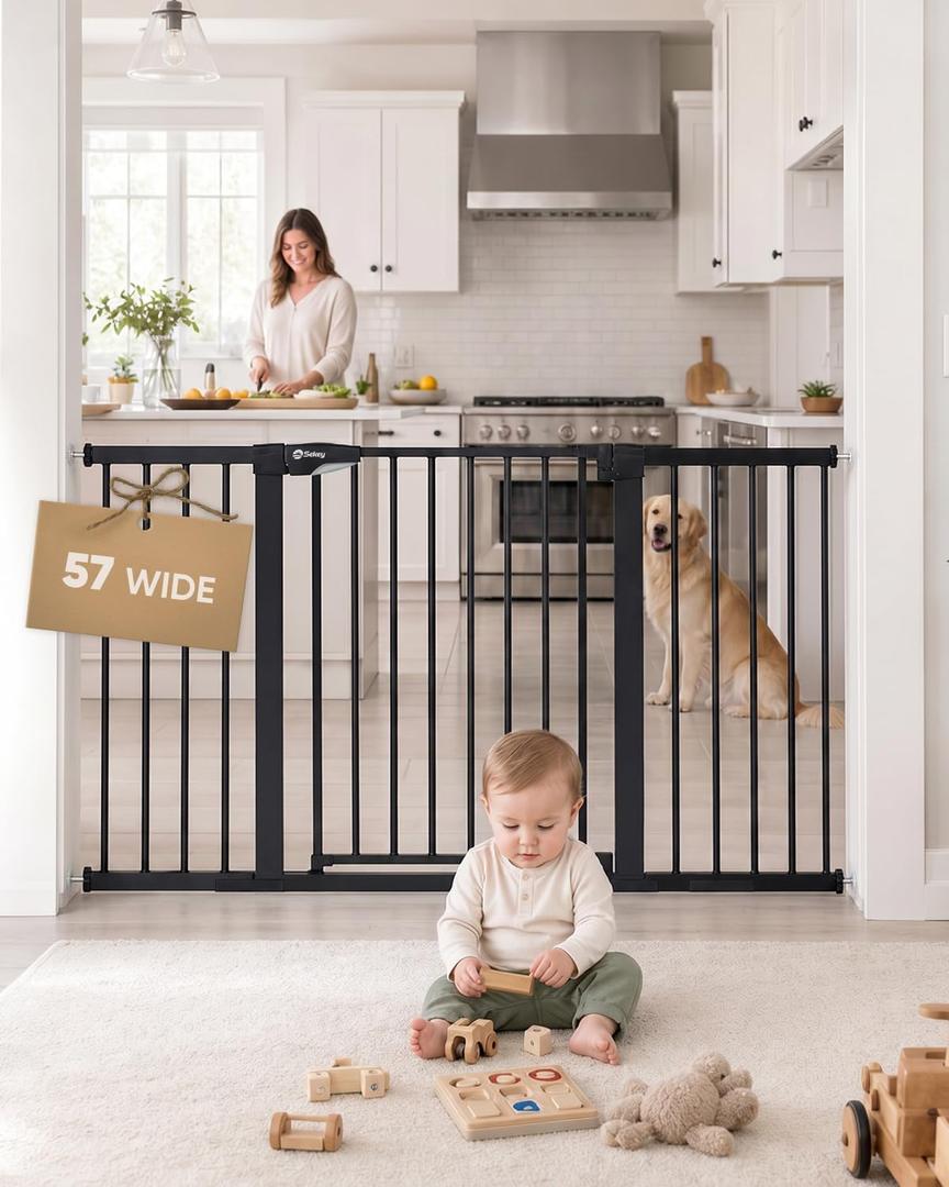 Sekey Baby Gate for Stairs, 30-57" Extra Wide No Drilling Dog Gate