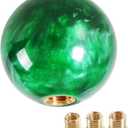 Round Ball Shift Knob Universal Marble Style Gear Shift Knob 5 6 Speed for Manual Automatic Vehicles with Adapters (Green)