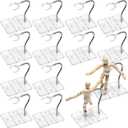 12 Pcs Action Figure Stands for 8 to 12 Inches Dolls Flexible Assembled Action Figure Display Holder with Adjustable Metal Support Arm Stands Base (Clear)